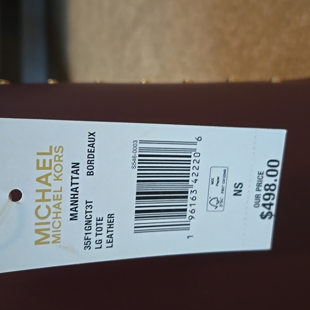 NWT Michael Kors Manhattan Studded Tote/Bordeaux Color - Picture 11 of 11